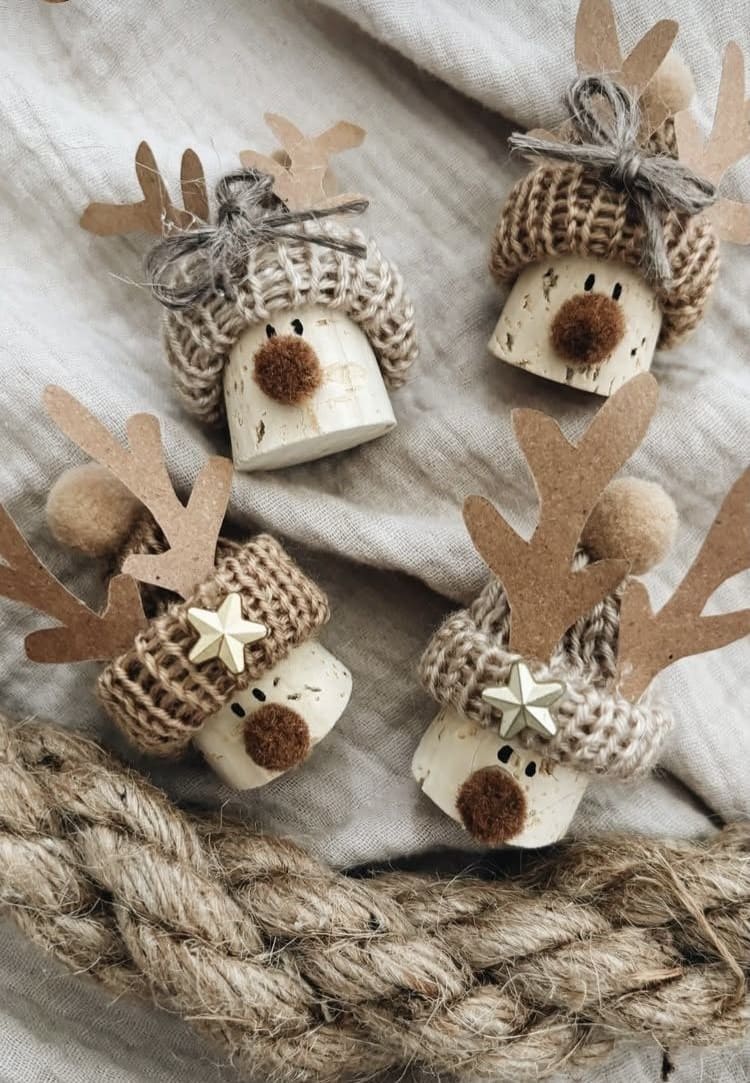 Adorable Cork Reindeer Ornaments