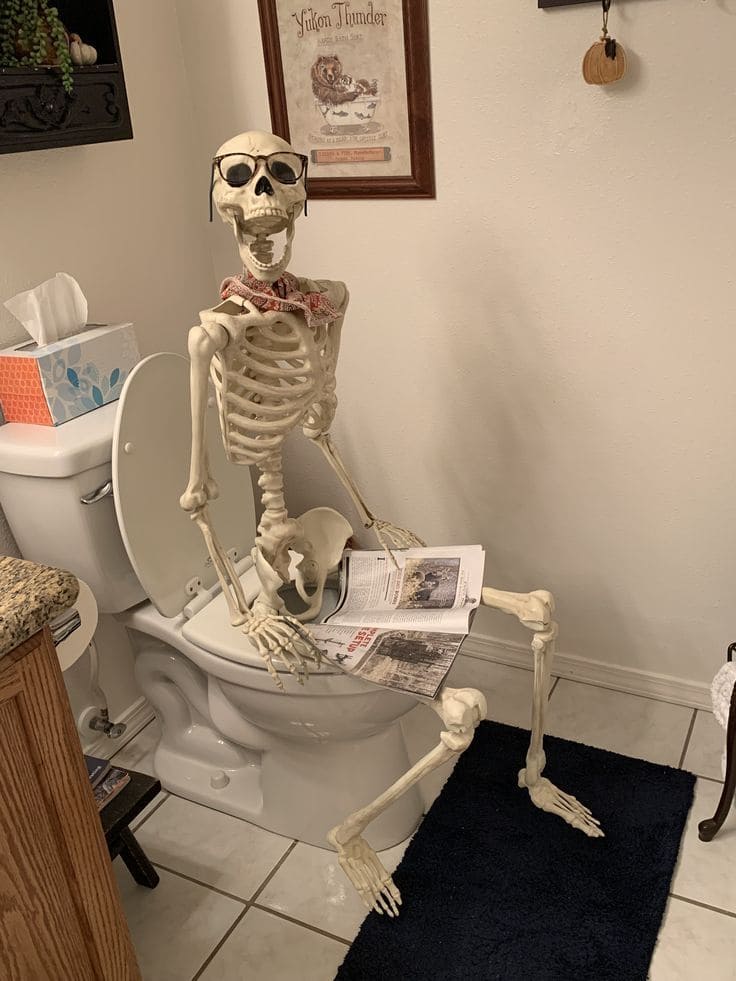 Bathroom Skeleton Reading Break