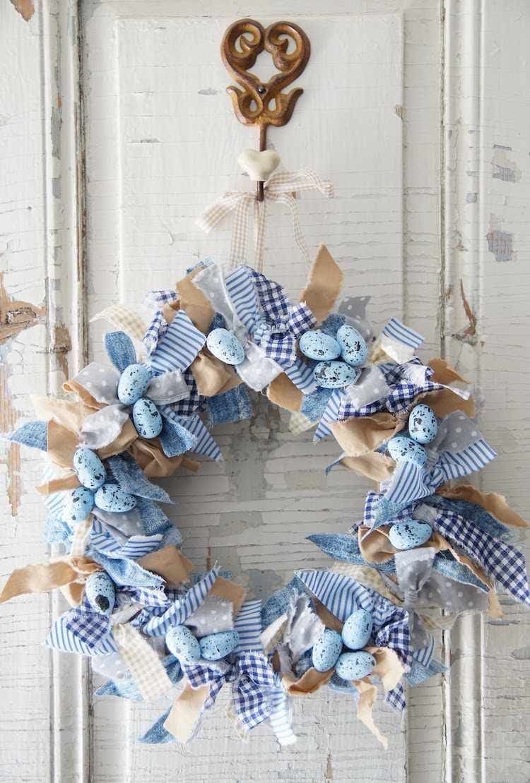 Blue Farmhouse Easter Wreath