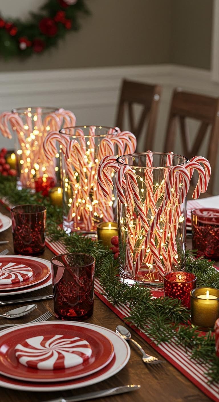 Candy Cane Glow Centerpieces