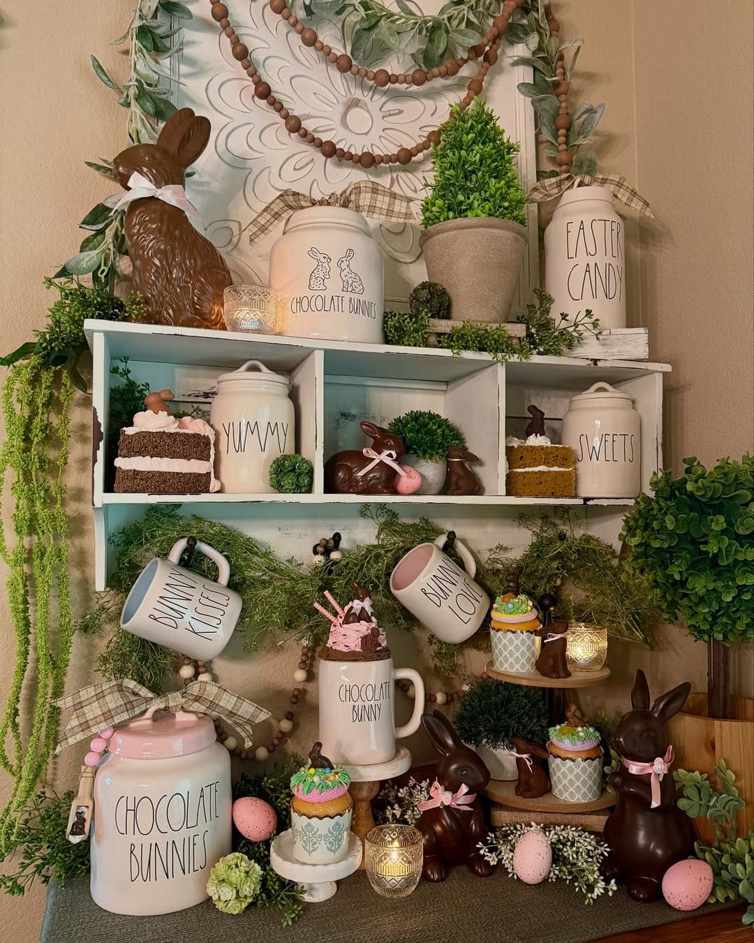 Charming Easter Kitchen Shelf Display