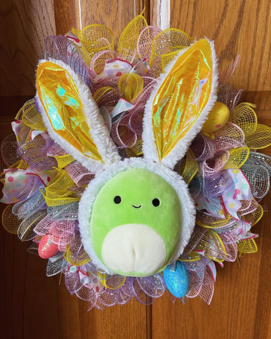 Colorful Bunny Mesh Wreath
