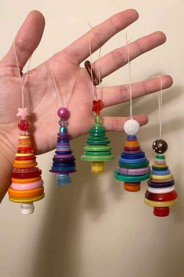 Colorful Button Christmas Ornaments