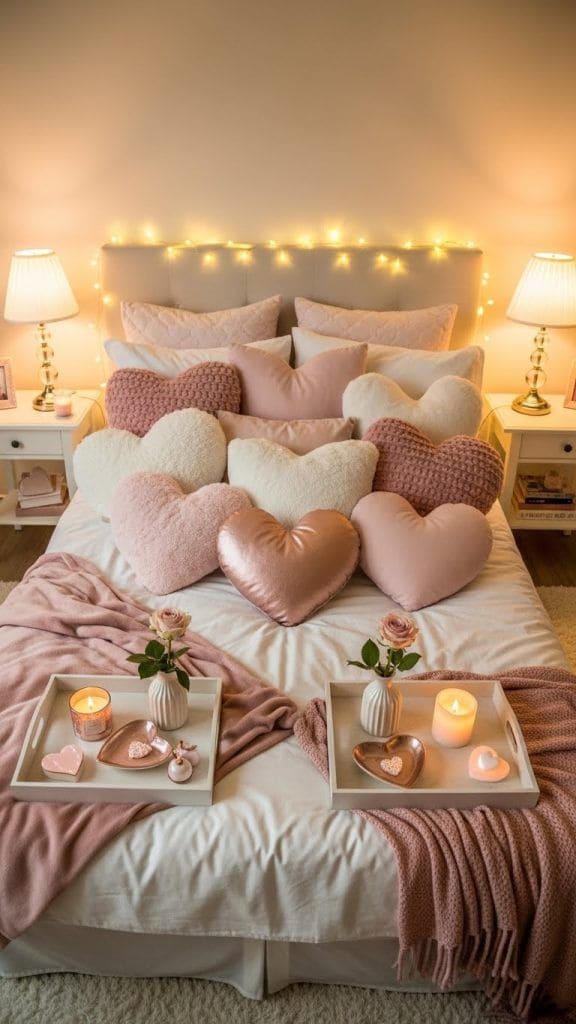 Cozy Heart Pillow Valentine Bed