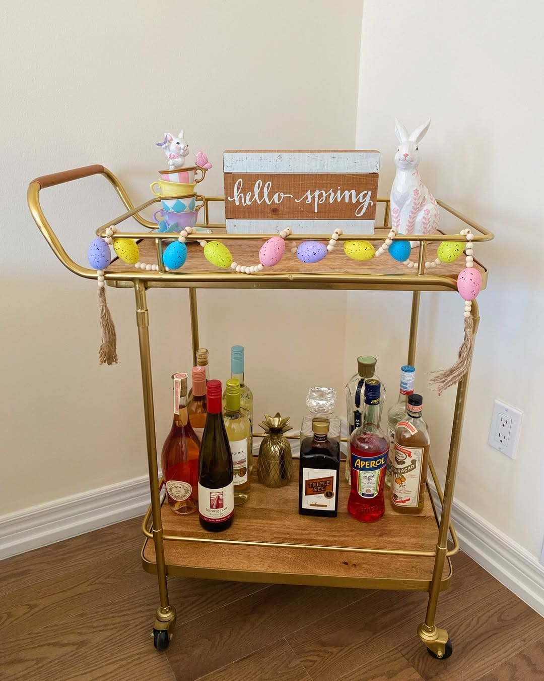Cute Easter Bar Cart Display