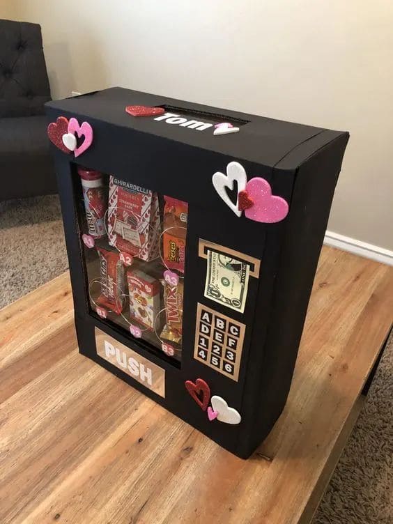 DIY Valentine Snack Vending Box