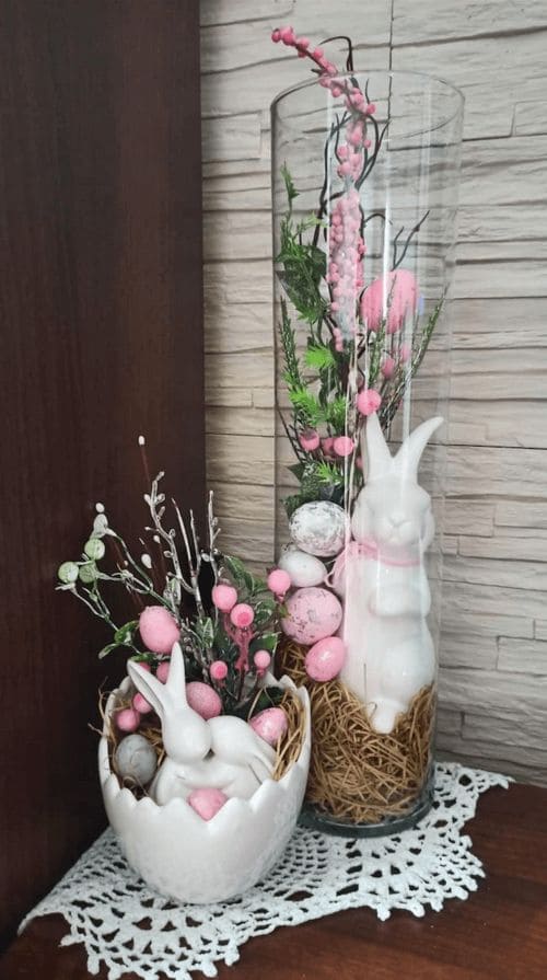 Elegant Glass Easter Bunny Arrangement