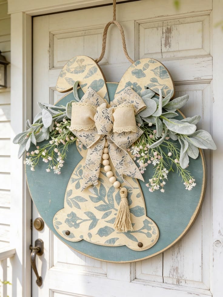 Farmhouse Wooden Bunny Wreath