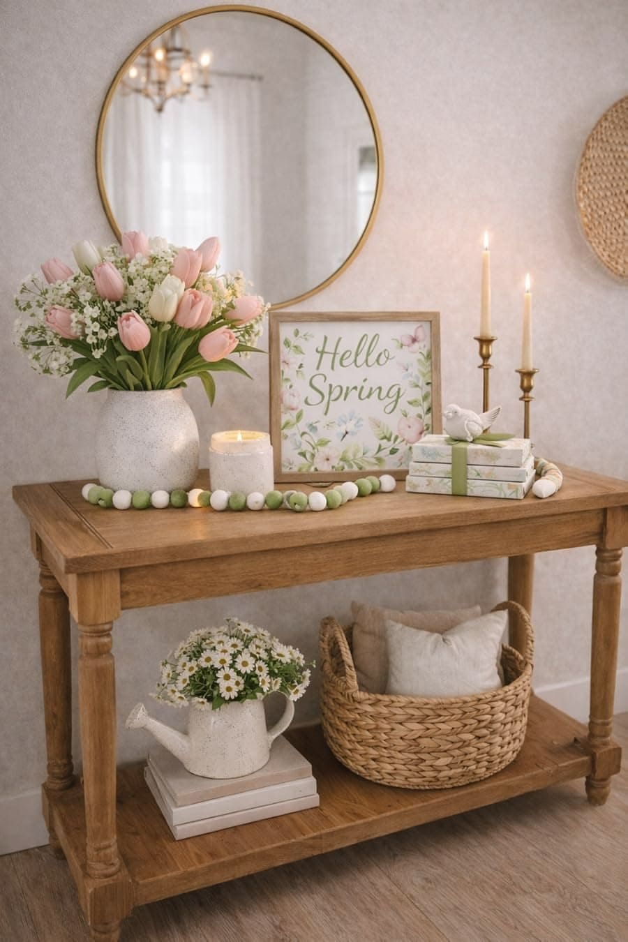 Fresh Spring Entryway Console Decor