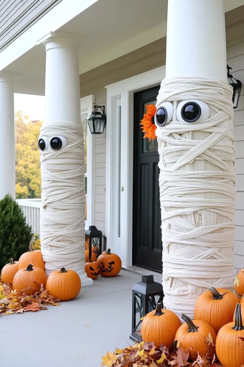 Friendly Mummies in Porch
