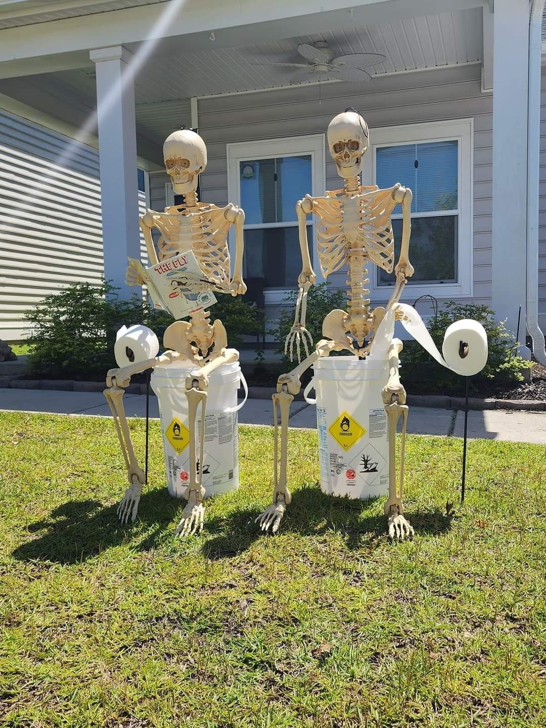 Front Yard Skeleton Bathroom Break