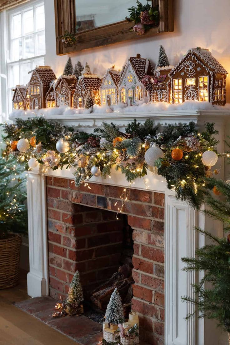 Gingerbread Mantel Village Display