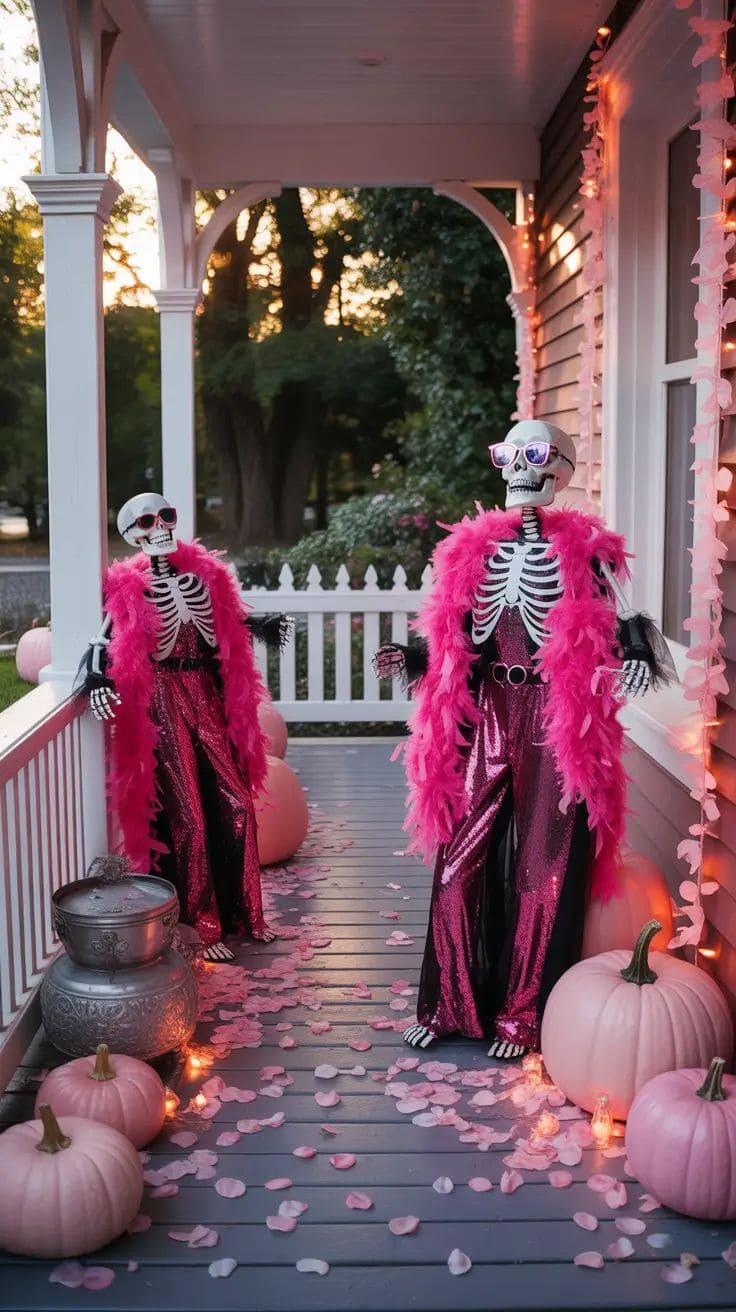 Glam Pink Skeleton Porch