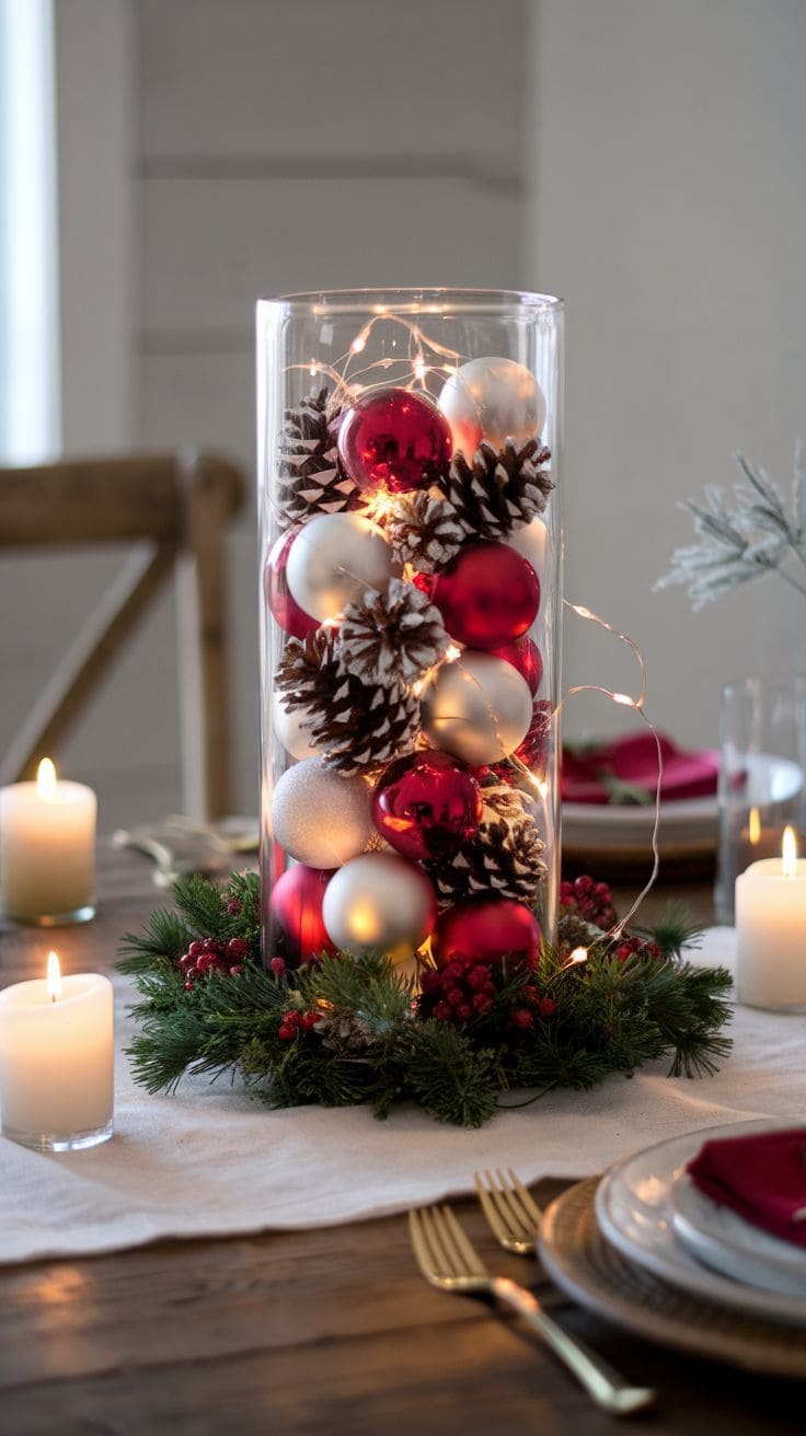 Glass Ornament Holiday Centerpiece