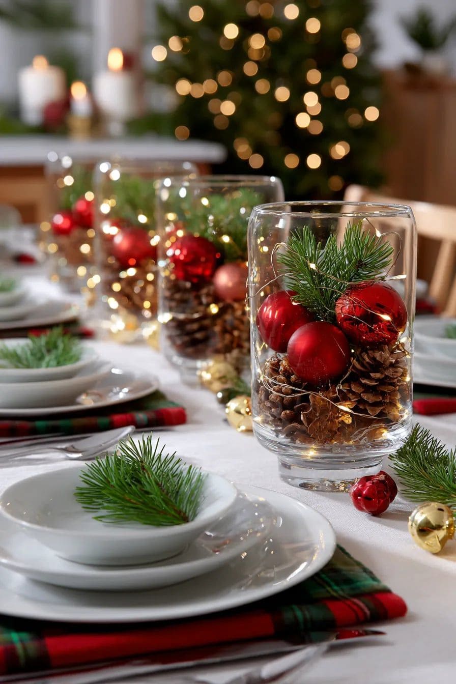 Glowing Ornament Glass Centerpieces