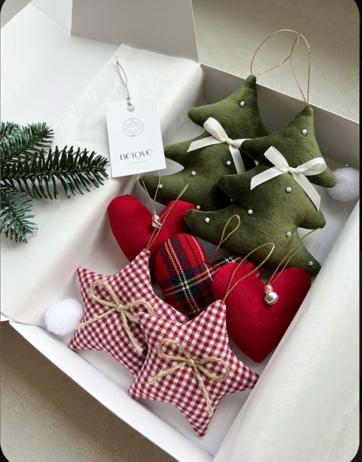 Handmade Fabric Christmas Ornament Set
