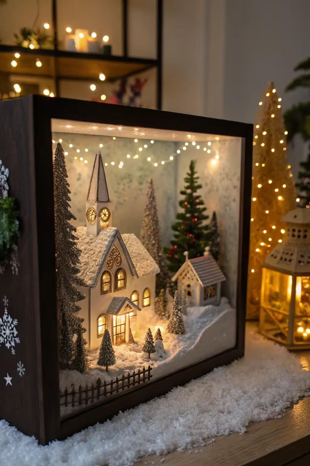 Lighted Christmas Shadow Box Village