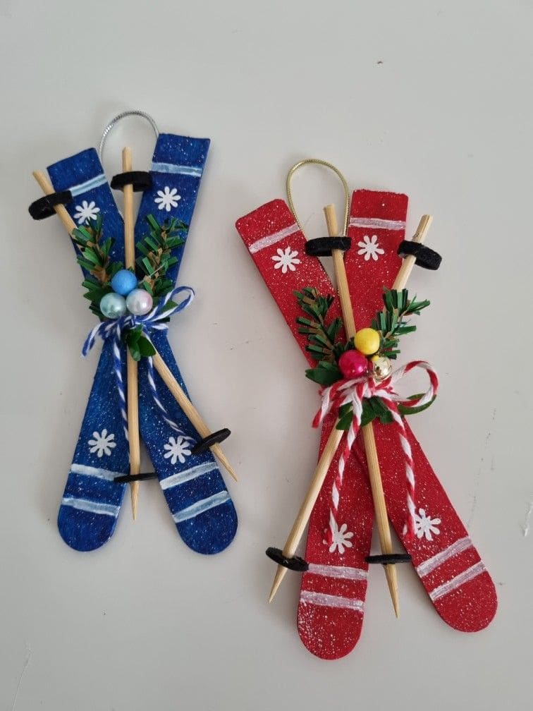 Mini Craft Stick Ski Ornament