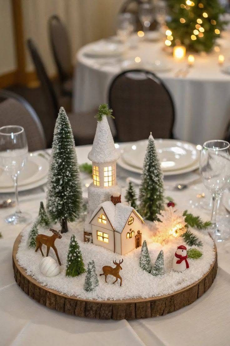Mini Winter Village Centerpiece