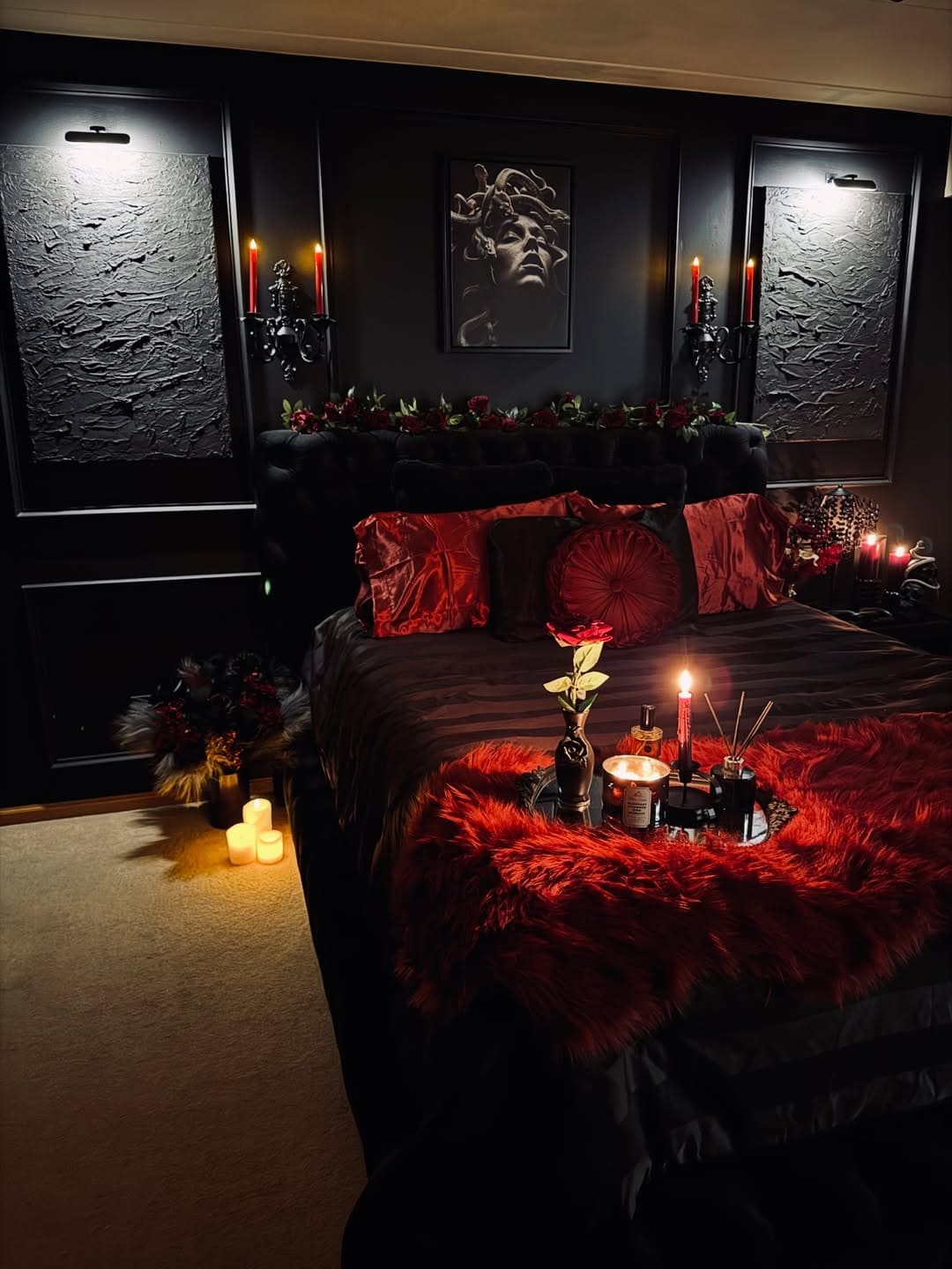 Moody Candlelit Valentine Bedroom