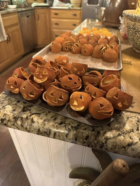 Orange Peel Jack-O-Lanterns