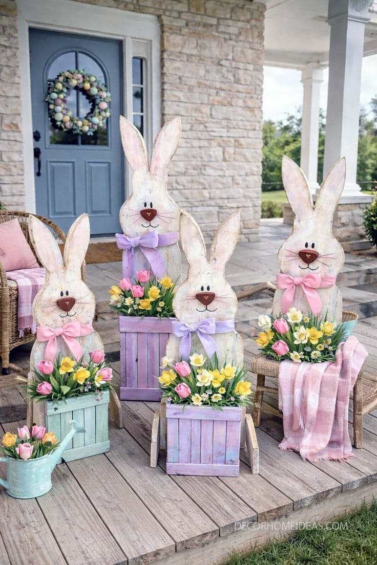 Oversized Bunny Porch Planters