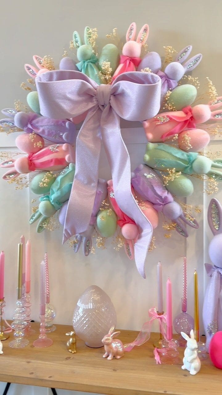 Pastel Bunny Doll Wreath