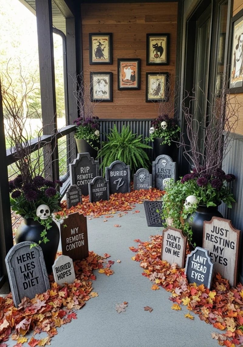 Playful Porch Graveyard Display