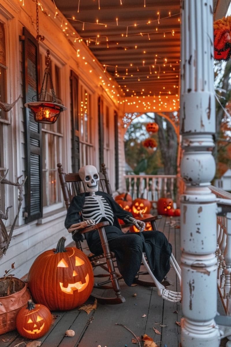 Relaxing Skeleton Porch Scene