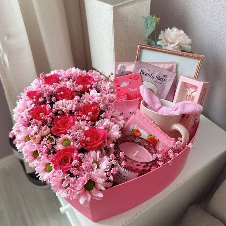 Romantic Pink Gift Basket
