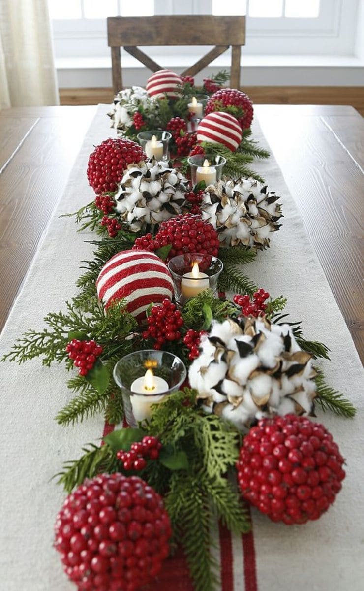 Rustic Berry Christmas Table Runner