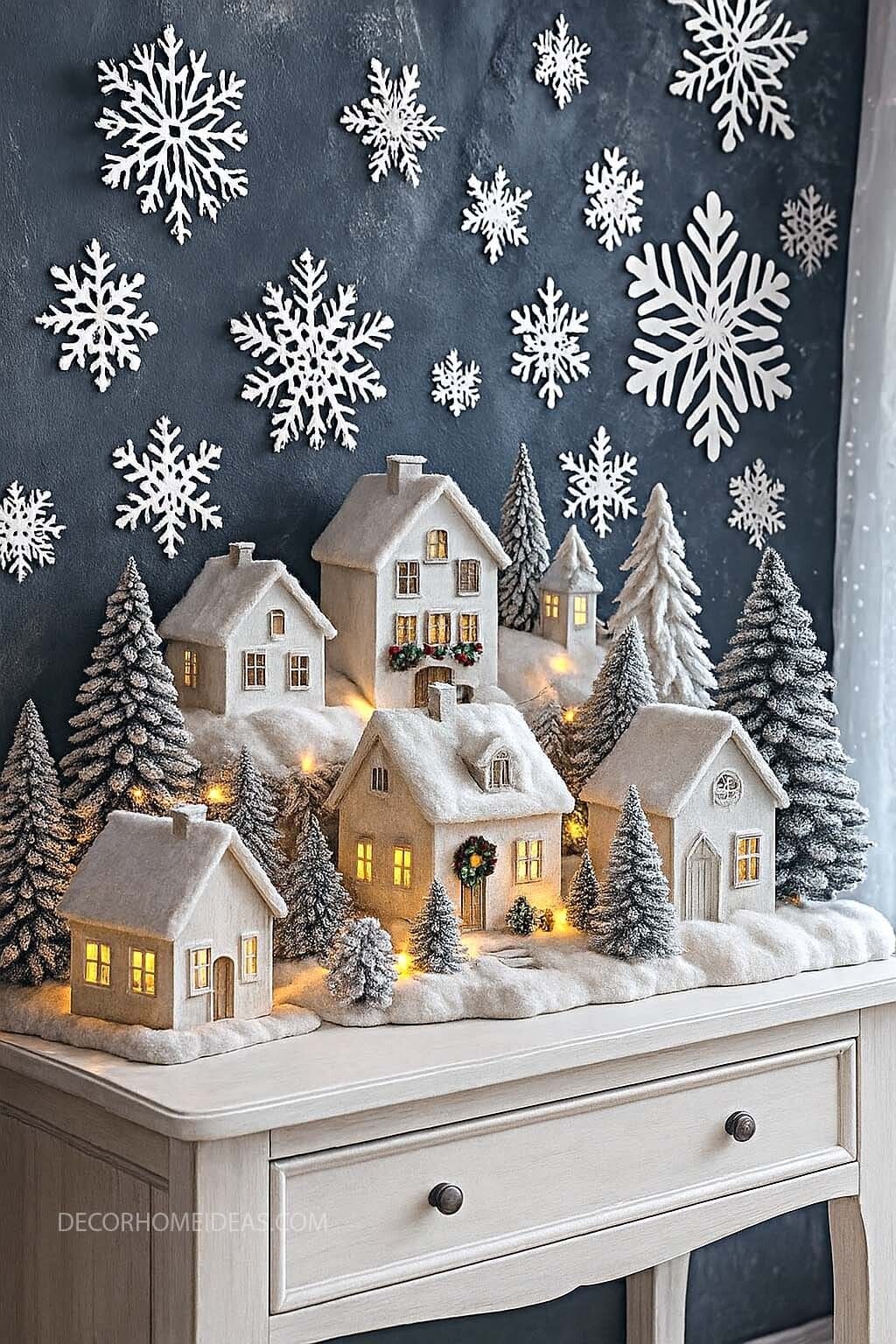 Snowflake Village Table Scene