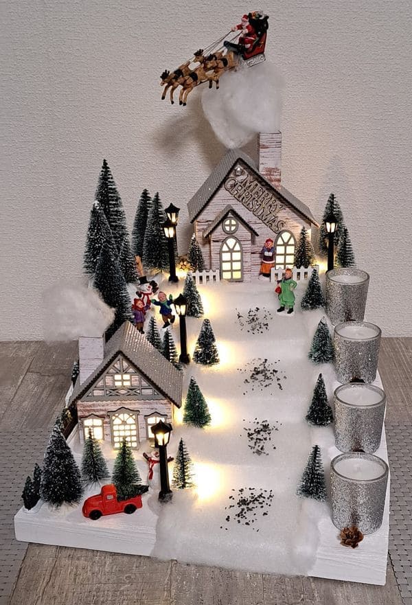 Snowy Christmas Village Pathway