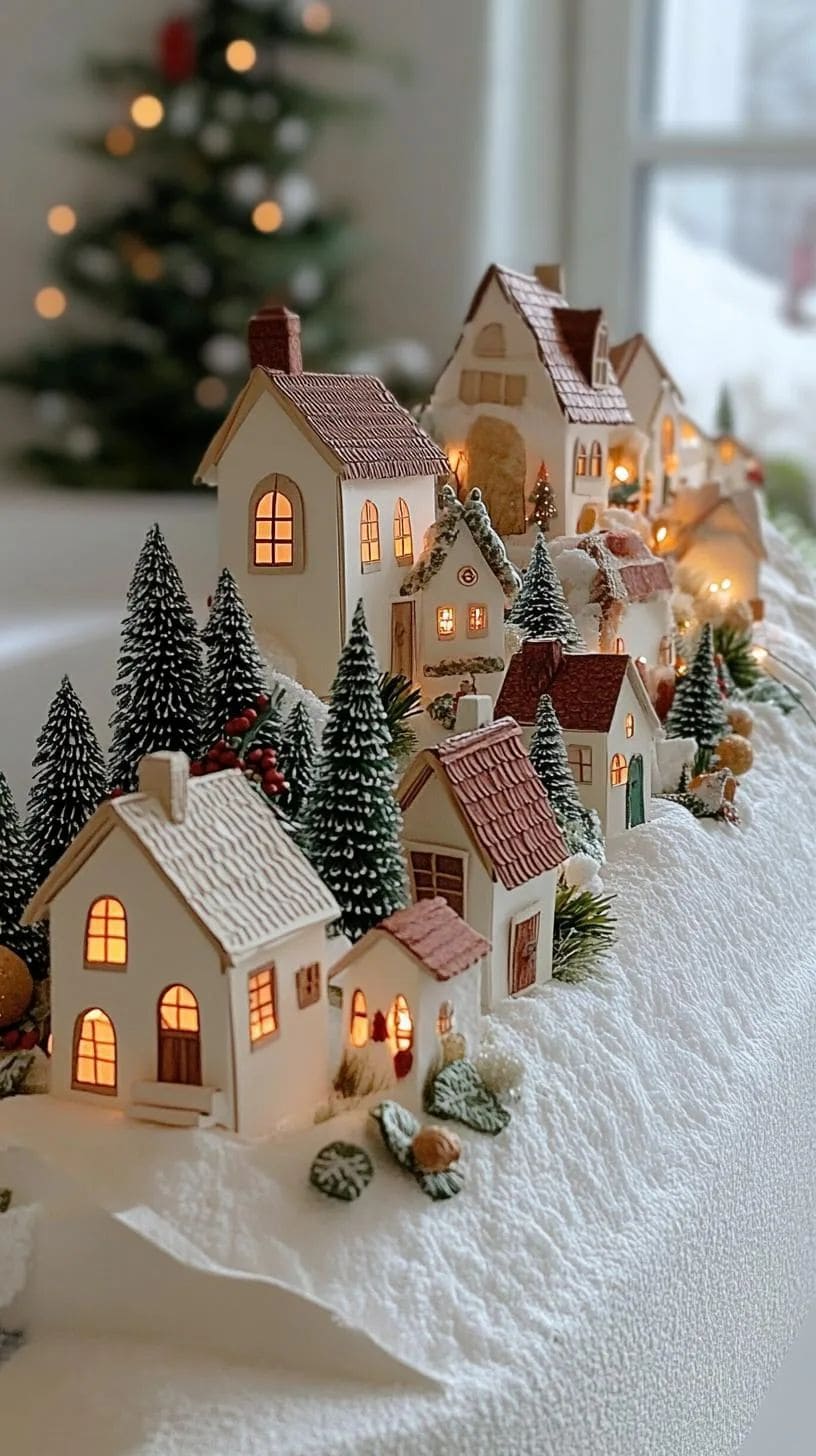 Snowy Christmas Village Table Display