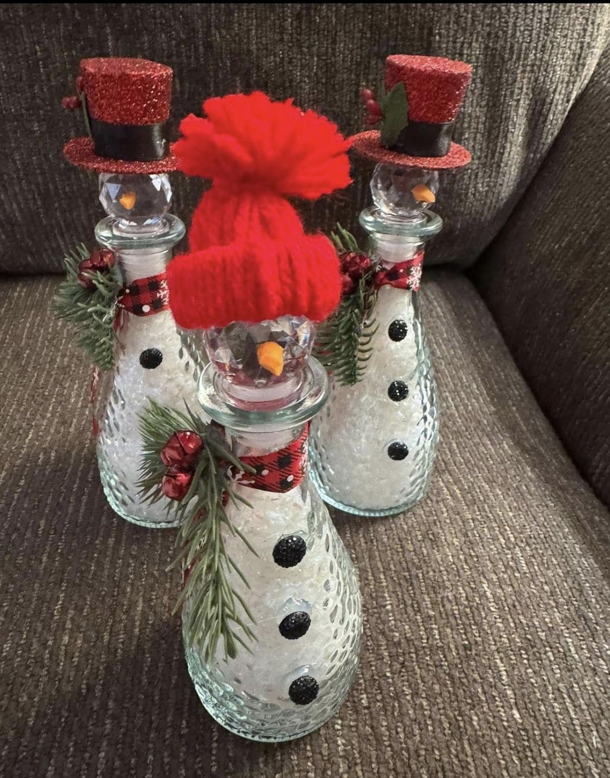 Upcycled Bottle Snowman Decor