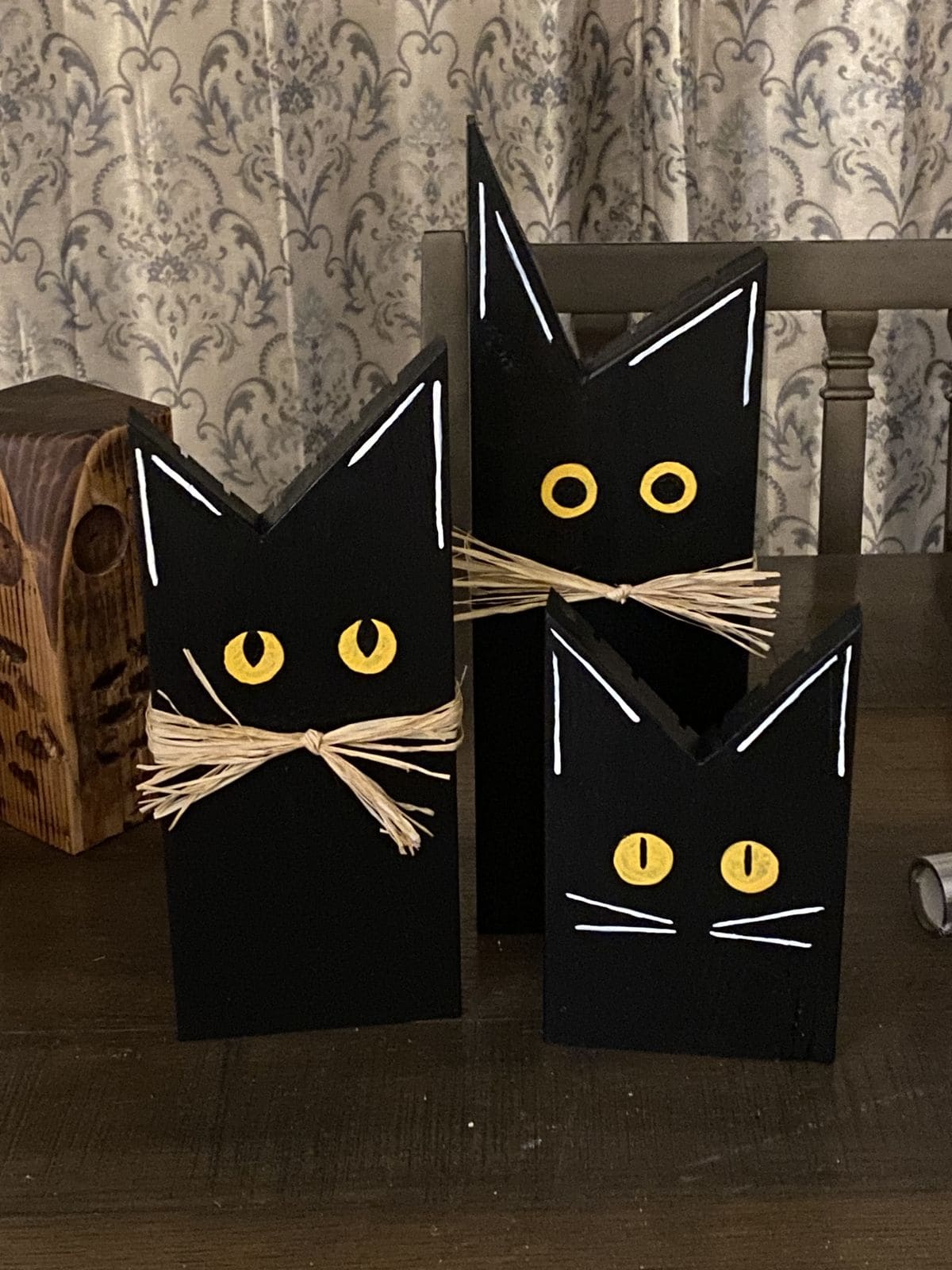 Wood Block Black Cats