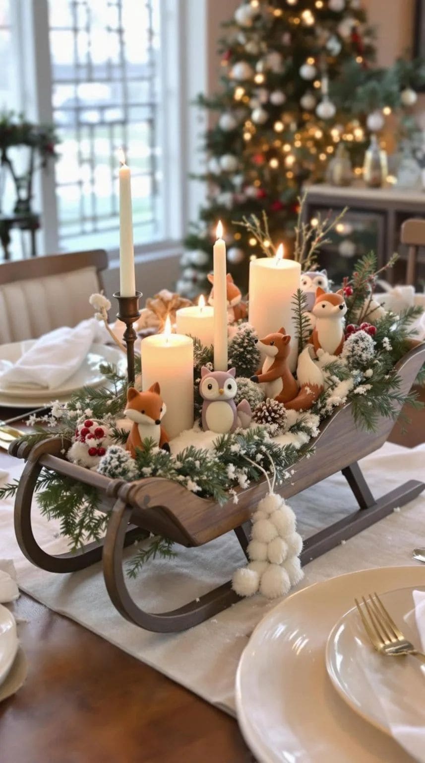 Woodland Sleigh Christmas Centerpiece
