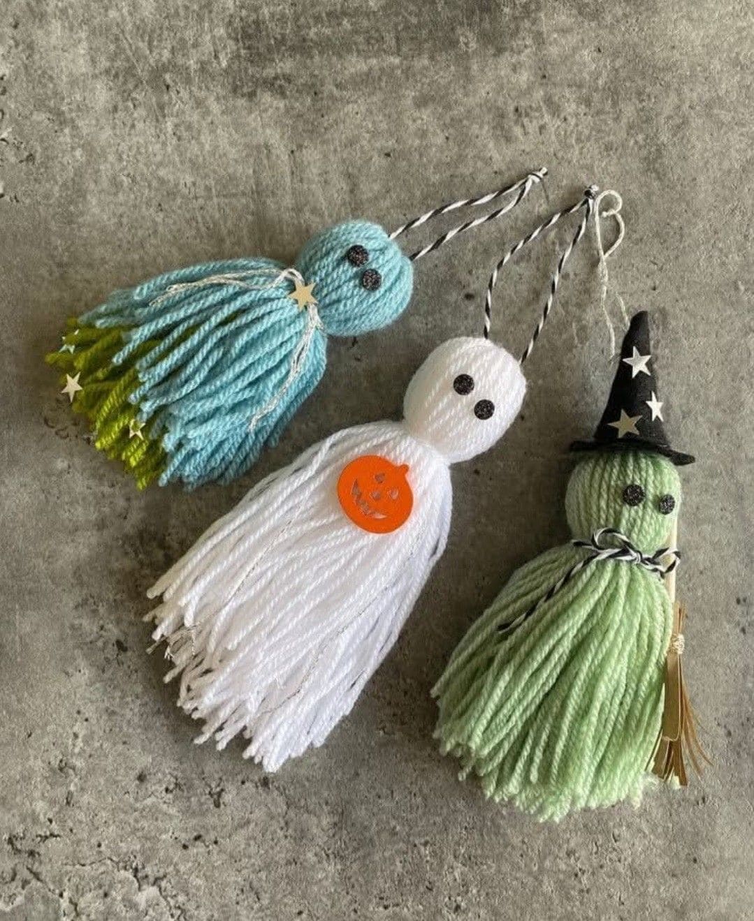 Yarn Tassel Ghost Ornaments