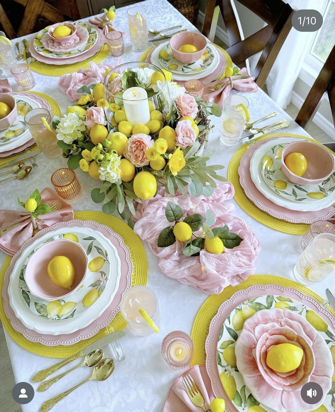 Yellow Lemon Easter Table Setting